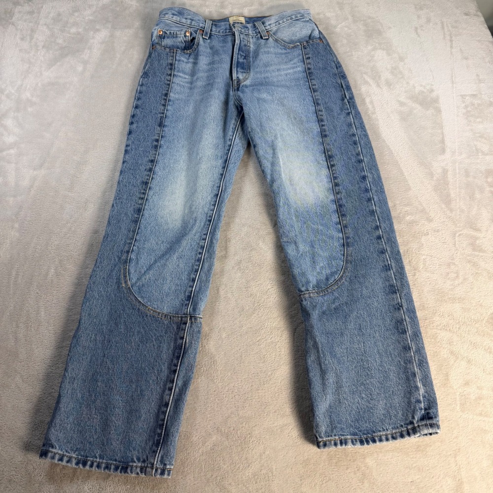 Levis 501 90s Straight Leg Paneled Jeans Womens 28 Blue Cotton Denim Vintage